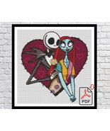 Nightmare Before Christmas Jack And Sally Skellington PDF Cross Stitch Pattern - £2.74 GBP