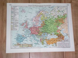 1937 Vintage Liguistic Map Of Europe Languages Germany Poland Volga Germans - £24.93 GBP