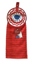 USA Patriotic 4th Of July Hanging Dish Towel Button Tie Summer Beach House Flag - £12.96 GBP