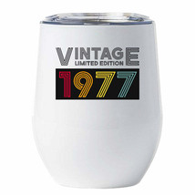 Custom 1977 Tumbler 45 Years Old 45th Birthday Color Retro Wine Cup 12oz Gift - £18.16 GBP