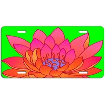 Pink and orange lotus flower aluminum vanity license plate car truck SUV tag - £13.65 GBP