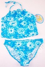 NWT Angel Beach Girl&#39;s Aqua Blue Tie Dye Tankini Swimsuit, Size 16 - £13.12 GBP