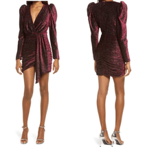 LAVISH ALICE Diamante Long Sleeve Velvet Minidress, Burgundy, Size 8, NWT - £72.03 GBP