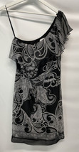 New York &amp; Co One Shoulder Black &amp; White Sheath Dress Drawstring Waist S - £22.01 GBP