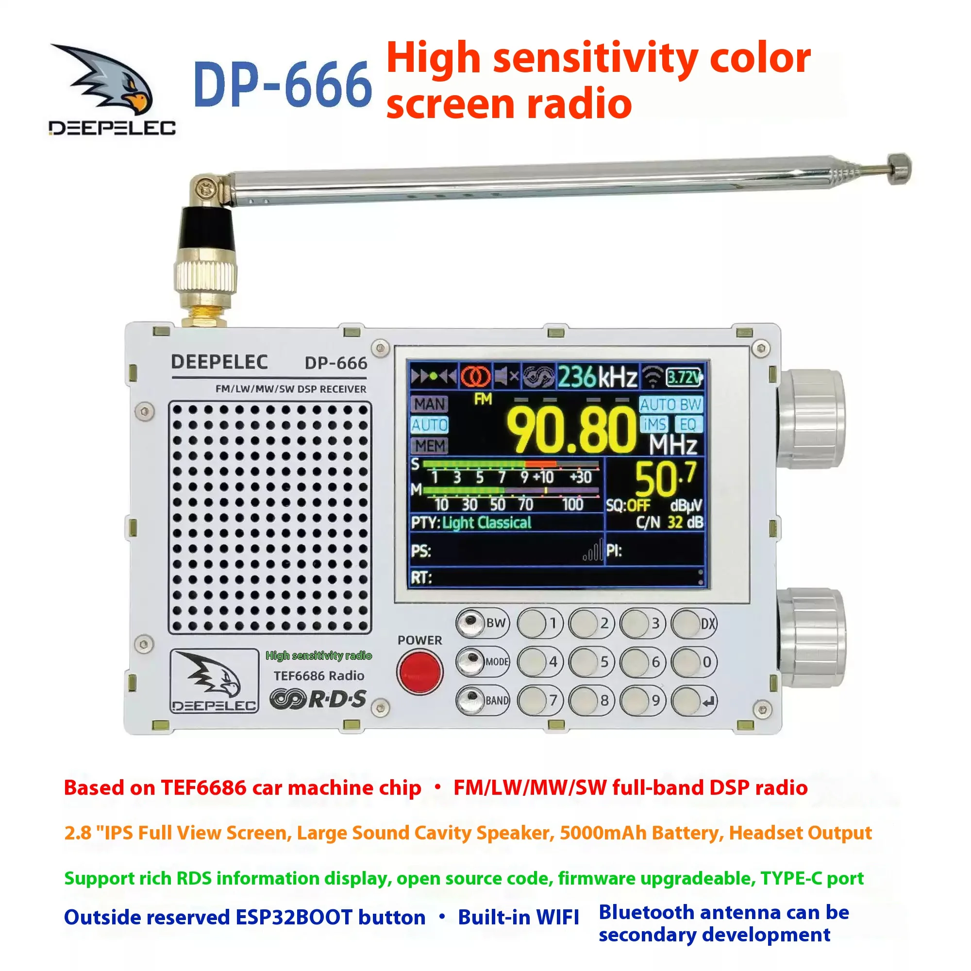 DP 666 TEF6686 Radio High Sensitivity Full Band FM AM LW MW SW Shortwave... - $1,811.30 MXN