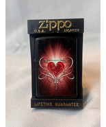 2011 Zippo Lighter Heart And Scroll Art Black Bradford PA In Case - $29.65