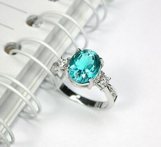 Fashion 925 Silver Women Jewelry Aquamarine Wedding Bridal Rings Gifts - £47.69 GBP