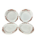 4 Poinsettia and Ribbons Fine China Salad Dessert Plate 7.5&quot; - £10.16 GBP