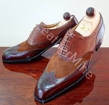 New Men two tone spectator shoes Genuine leather wingtips dress shoes. - $170.99