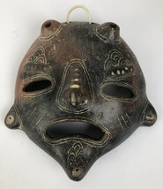 Rare African Art sculpture Terra Cotta Tribal Mask Wall Art - LOOK 8&quot; x 8&quot; - £78.17 GBP