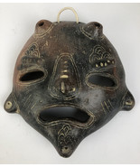 Rare African Art sculpture Terra Cotta Tribal Mask Wall Art - LOOK 8&quot; x 8&quot; - £78.63 GBP