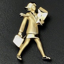 Bringing Home the Bacon SHE BOSS Working Mom AJC Brooch Gold Tone Business Woman - £10.22 GBP