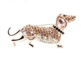 Stunning Vintage Look Rose Gold plated Retro Dog Celebrity Brooch Broach Pin GG9 - £14.60 GBP