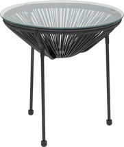 Black Bungee Glass Table TLH-094T-BLACK-GG - £60.01 GBP