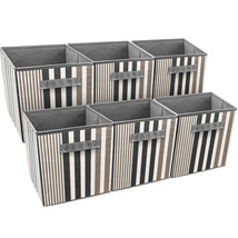 Sorbus Foldable Storage Cube Basket Bin, 6 Pack, Vertical Stripe Line Pa... - $45.99