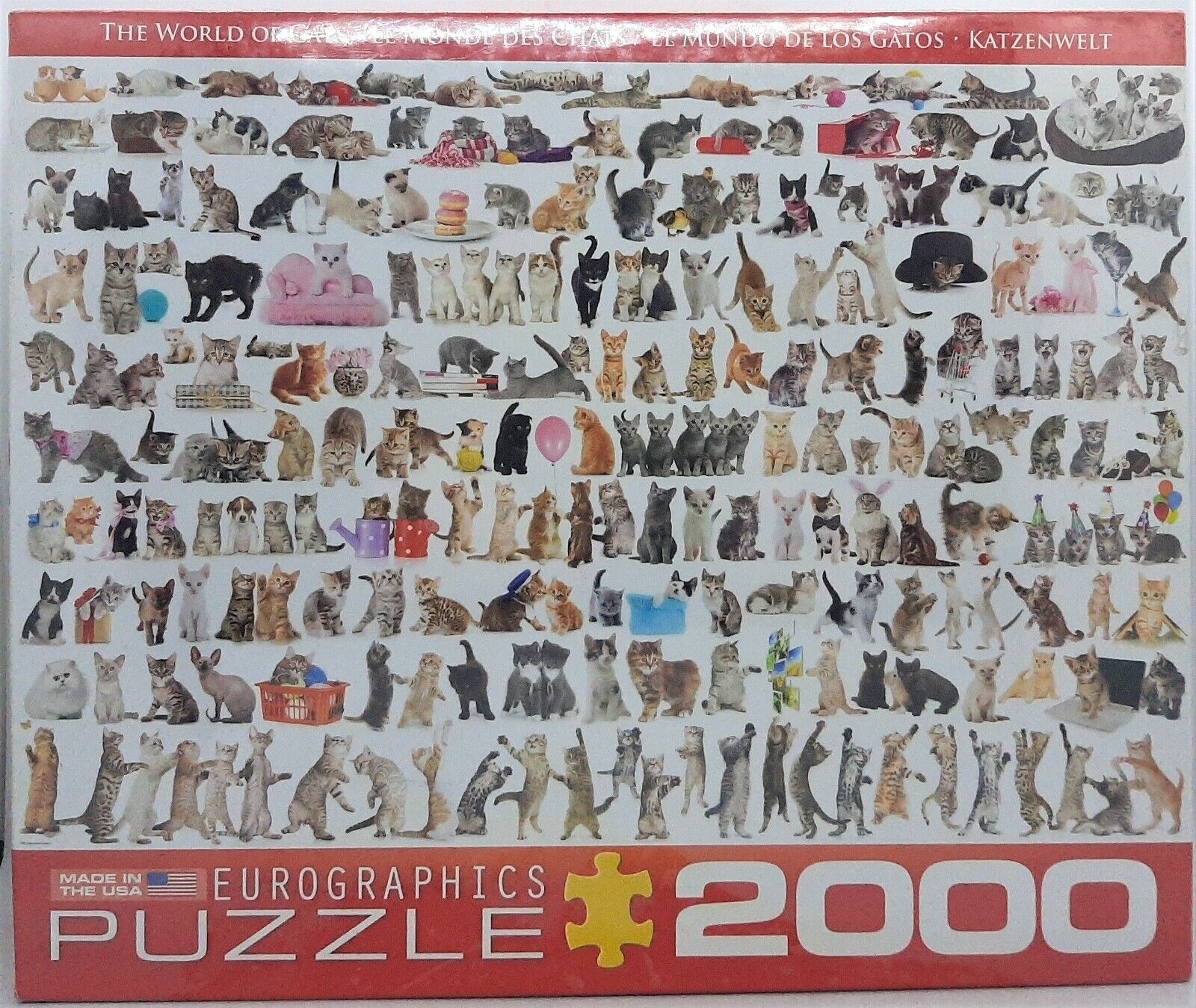 World of Cats 39.25" x 26.625" Jigsaw Puzzle by EuroGraphics ~ 2000 pcs USA Made - £13.31 GBP