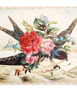 C1890s Victorian Trade Card Beautiful Swift Bird Flower Messenger Emboss... - $459.19 MXN