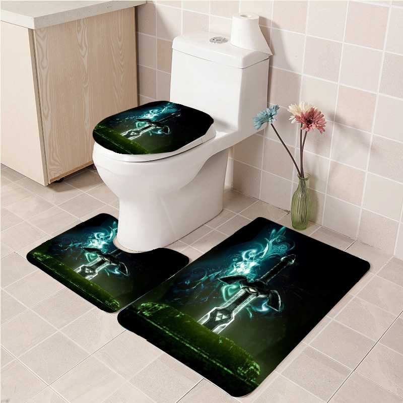 3Pcs/set Zelda Majoras 6 Bathroom Toilet Mat Set Anti Slip Bath Mat Deco... - $33.29+