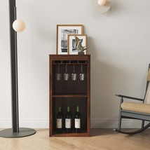Modular Walnut Wine Bar Cabinet with Storage &amp; Hutch for Dining Room - $140.99