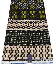 Olive Yellow, Orange, Black, and White Mix of African Fabric Cambric Wax - £26.29 GBP