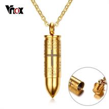 Vnox Bullet Pendant for Men Engraved Cross Lord Bible Prayer Necklace - £11.91 GBP+