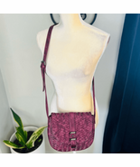 Neiman Marcus Waffle Leather Crossbody Bag, Vintage 90’s, Purple, Adjust... - $45.82