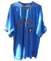 Majestic Cooperstown Collection Milwaukee Brewers Men&#39;s X-Large Plush Jersey VTG - £50.03 GBP