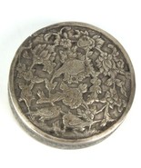 Ancien Perse Argent Bibelot Étui Boîte Gravé W/Fleurs &amp; Amour Oiseaux - $595.01