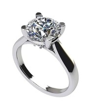 Solitaire 1.50Ct Round Cut Simulated Diamond 925 Silver Women Engagement Ring - £40.00 GBP