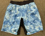 Lululemon Men’s Large THE Shorts 9” Lined El Current Tidal Stripe Blue A... - £18.65 GBP