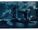 Cyanotype Torre Ponte Notte Vista Londra Inghilterra UK Unp DB Cartolina... - $5.08