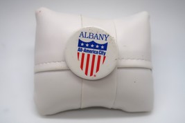 Vintage Albany NY Pin Back Button All America City Patriotic Unusual Find - $9.99