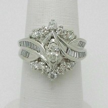 3Ct Marquise Cut Lab-Created Diamond Wedding Ring 14K White Gold Plated Silver - £65.93 GBP