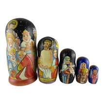 Nesting Doll 7&quot; 5 Piece, Jesus Nativity Hand Made Matte Russian Matryosh... - $90.07