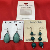 Studio Works Pierced Earrings On Card With New Package Rubber Backs Lot/2 20-971 - £6.69 GBP