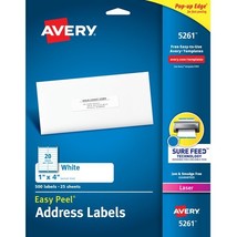 Avery 1&quot; x 4&quot; Laser White Address Labels 200 Labels 10 Sheets 5261 - €6,03 EUR