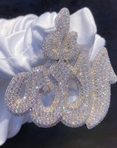 4CT Lab Created Diamond Men&#39;s Layered Allah Charm Pendant 14k White Gold Plated - £477.42 GBP