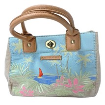 Caribbean Joe 6.25x9x3 Handbag Embroidered Tropical Island Beach Palm Trees  - £15.76 GBP