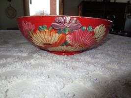 Vintage Ransburg Hand Painted Floral Pottery Footed Bowl - 10&quot; X 3-3/4&quot; Deep - $24.75