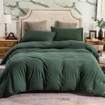 Forest Green Duvet Cover King Queen with Button Closure Luxurious Cozy C... - £53.91 GBP+