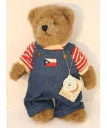 Boyds Bears Huck T.J.&#39;s Best Dressed Collection Denim Overalls Red Strip... - $12.74