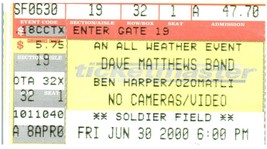 Vintage Dave Matthews Ticket Stub June 30 2000 Soldier Field Chicago IL - £19.54 GBP