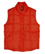 Lands End Full Snap Sleeveless Goose Down Orange Puffer Vest Size M - $40.60 CAD