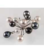 Gorgeous Silver Starburst Firework Baroque Pearl Brooch Unique! - £420.68 GBP