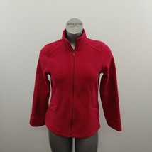 Reitmans Full Zip Fleece Jacket Women&#39;s Size Medium Red Polyester Long S... - £11.59 GBP