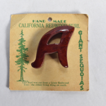 Vintage Hand Carved Highly Polished California Redwood Burl Letter A Pin Brooch - £11.93 GBP