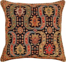 Throw Pillow AFSHAR Abstract Design 18x18 Beige Multi-Color Cotton Velve... - £270.14 GBP
