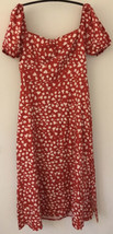 Shein 90s Style Red White Daisy Floral Maxi Slit Sun Dress Medium 6 34&quot; ... - £12.01 GBP