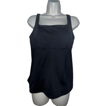 Lands End Black Tummy Control Square Neck Tankini SWIM TOP Size 10 DDD 5... - $31.59