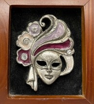 Vetri d&#39;Arte Venezia Italy Wood Frame Metal Face Masquerade Rhinestones ... - £27.94 GBP